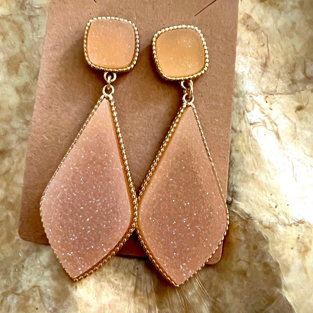 SUGARFIX by Baulebar Gold and Peach Stone Drop Pierced Earrings